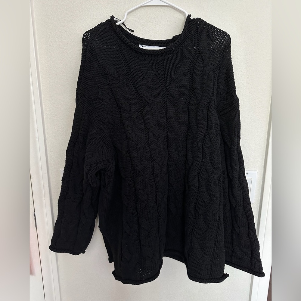 zara Black Cable Knit Sweater